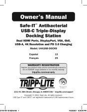 Tripp Lite U442ABDOCK9 Owners Manual Safe-IT Antibacterial USB-C Triple-Display Docking Station U442AB-DOCK9