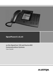 Aastra OpenPhone 61 User Guide OpenPhone 60/60 IP on Aastra 800 and OpenCom 100