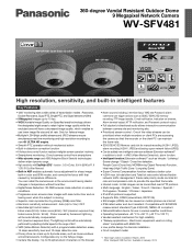 Panasonic WV-SFV481 Specification Sheet
