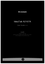 Lenovo A2107 User Guide - IdeaTab A2107 Tablet, IdeaTab A2107A Tablet