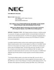 NEC NP-UM330W Launch Press Release