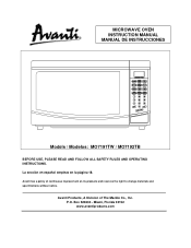Avanti MO7192TB Instruction Manual