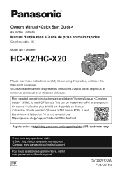 Panasonic HC-X2 Quick Start Guide
