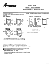 Amana NED4655EW Dimension Guide