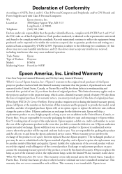 Epson 935W Warranty Statement