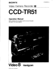 Sony CCD-TR51 Operation Manual