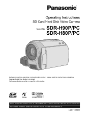 Panasonic SDR-H80A Operating Instructions
