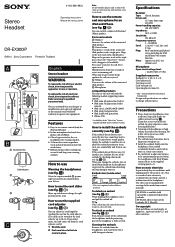 Sony DR-EX300iP Operating Instructions