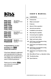 Boss Audio PH2.500 User Manual in English