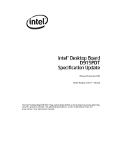 Intel D915PDT D915PDT Desktop Board Specification Update