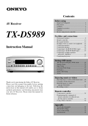 Onkyo TX-DS989ver2 Owner Manual