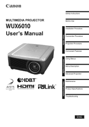 Canon REALiS LCOS WUX6010 MULTIMEDIA PROJECTOR WUX6010 Users Manual