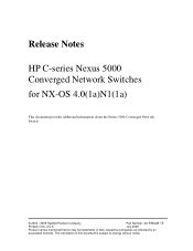 HP AJ732A HP C-series Nexus 5000 Converged Network Switches for NX-OS 4.0(1a)N1(1a) Release Notes (AA-RWQ2B-TE, July 2009)