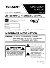 Sharp LC-20SH6U Operation Manual