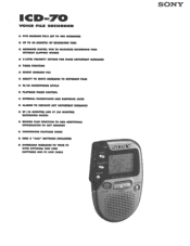 Sony ICD-70 Marketing Specifications