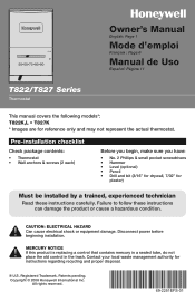 Honeywell T822; T822K; T822L; T827; T827K Owner's Manual