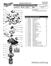 Milwaukee Tool 6.5 Peak HP Wet/Dry Vacuum Motor Head Service Parts List