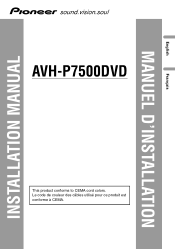 Pioneer AVH-P7500DVD Manual