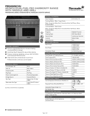 Thermador PRD484NCHU Product Specs