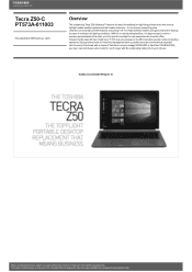 Toshiba Z50 PT573A-011003 Detailed Specs for Tecra Z50 PT573A-011003 AU/NZ; English