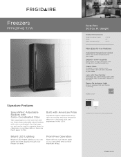 Frigidaire FFFH21F4QT Product Specifications Sheet