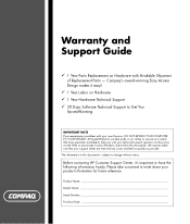 HP Presario SR1400 Warranty and Support Guide