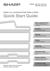 Sharp MX-C401 Quick Start Guide