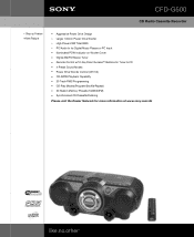 Sony CFD-G500 Marketing Specifications