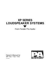 Fender XP Series Loud Owners Manual
