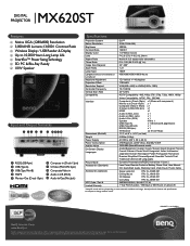 BenQ MX620ST MX620 Specification Sheet