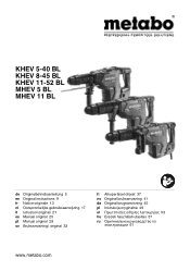 Metabo MHEV 5 BL Operating Instructions