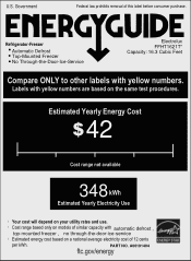 Frigidaire FFHT1621TW Energy Guide