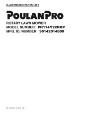 Poulan PR174Y22RHP Parts Manual