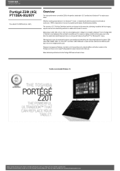 Toshiba Z20t PT15BA-00J00Y Detailed Specs for Portege Z20t PT15BA-00J00Y AU/NZ; English