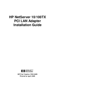 HP LH6000r HP Netserver 10/100TX PCI LAN Adapter Guide