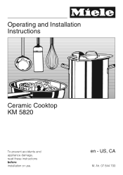 Miele KM 5820 Operating and Installation manual