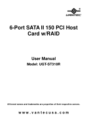Vantec UGT-ST310R - SATA II 150 PCI Host Card Manual