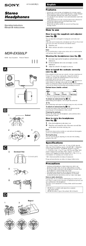 Sony MDR-EX500LP Operating Instructions