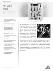 Behringer DX626 Product Information Document
