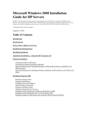 HP LC2000r Microsoft Windows 2000 Installation Guide for HP Servers