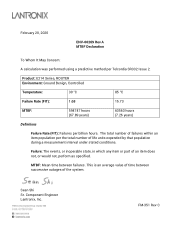Lantronix E210 Series MTBF Declaration