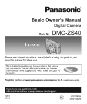 Panasonic DMC-ZS40K DMC-ZS40K Owner's Manual (English)