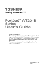 Toshiba Portege WT20 Portege WT20-B Series Windows 8.1 User's Guide