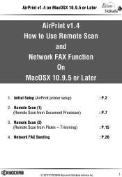 Kyocera ECOSYS M2540dw AirPrint v1.4 How to Use Remote Scan and Network Fax Function on a MAC with OSX 10.9.5 or higher