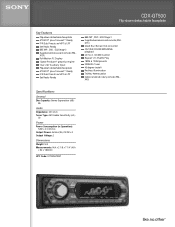 Sony CDX-GT500 Marketing Specifications