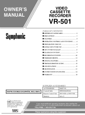 Symphonic VR501 Owner's Manual