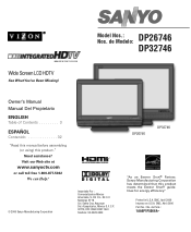 Sanyo DP26746 - 26" LCD TV Manual