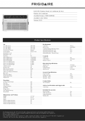 Frigidaire FHWC084WB1 Product Specifications Sheet