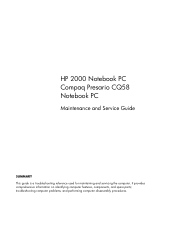 HP 2000-bf00 HP 2000 Notebook PC Compaq Presario CQ58 Notebook PC Maintenance and Service Guide