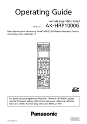 Panasonic AK-HRP1000 Operating Guide with VariCam LT